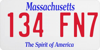 MA license plate 134FN7