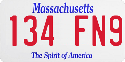 MA license plate 134FN9