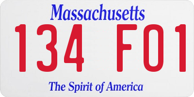 MA license plate 134FO1