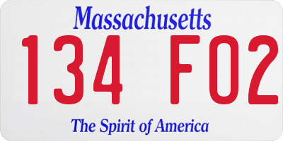 MA license plate 134FO2