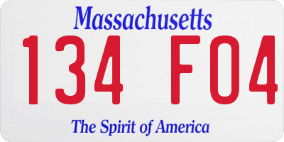 MA license plate 134FO4
