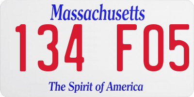 MA license plate 134FO5
