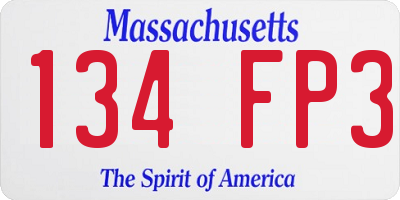 MA license plate 134FP3