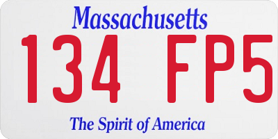 MA license plate 134FP5