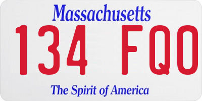 MA license plate 134FQ0
