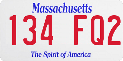 MA license plate 134FQ2