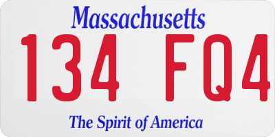 MA license plate 134FQ4