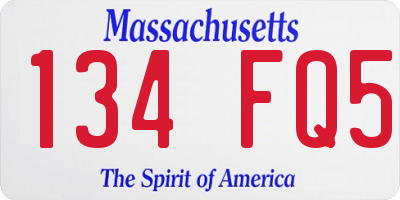 MA license plate 134FQ5