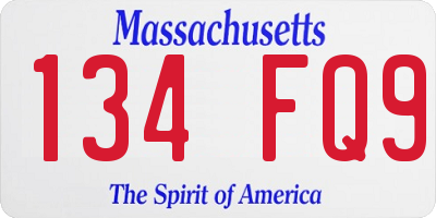 MA license plate 134FQ9