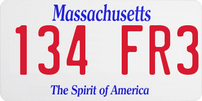 MA license plate 134FR3