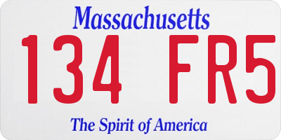 MA license plate 134FR5