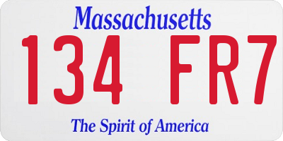 MA license plate 134FR7