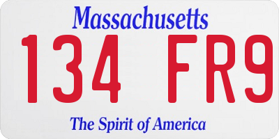 MA license plate 134FR9