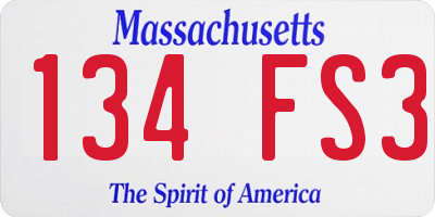 MA license plate 134FS3