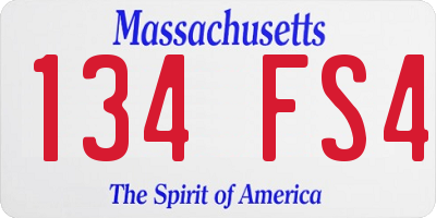 MA license plate 134FS4