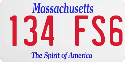 MA license plate 134FS6