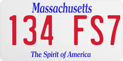 MA license plate 134FS7