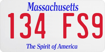 MA license plate 134FS9