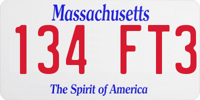 MA license plate 134FT3