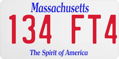 MA license plate 134FT4