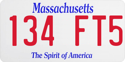 MA license plate 134FT5