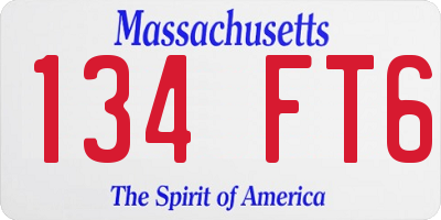 MA license plate 134FT6