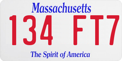 MA license plate 134FT7