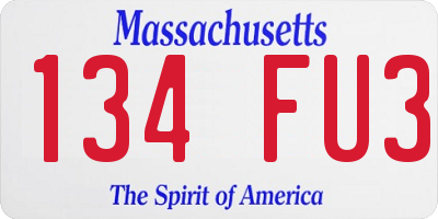 MA license plate 134FU3