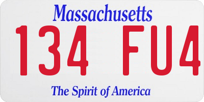 MA license plate 134FU4
