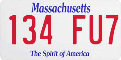 MA license plate 134FU7