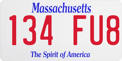 MA license plate 134FU8