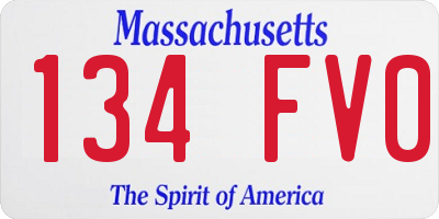 MA license plate 134FV0