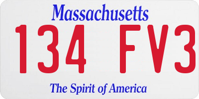 MA license plate 134FV3