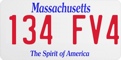 MA license plate 134FV4