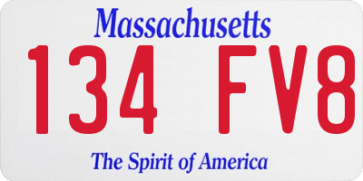 MA license plate 134FV8