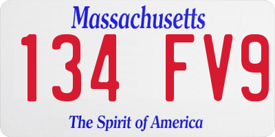 MA license plate 134FV9