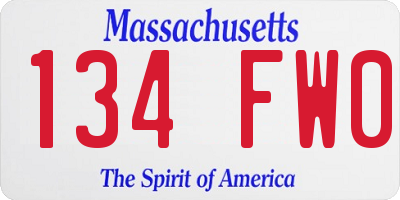 MA license plate 134FW0