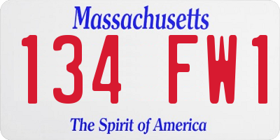MA license plate 134FW1