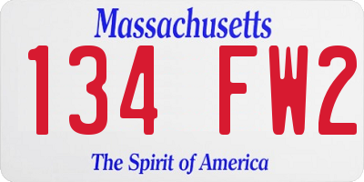 MA license plate 134FW2