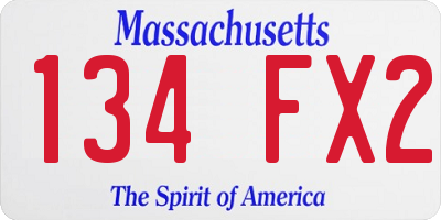 MA license plate 134FX2