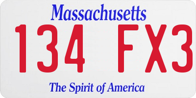 MA license plate 134FX3