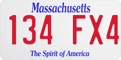 MA license plate 134FX4