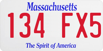 MA license plate 134FX5