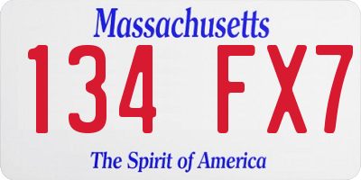 MA license plate 134FX7