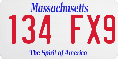 MA license plate 134FX9