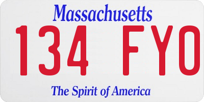 MA license plate 134FY0