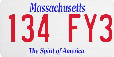 MA license plate 134FY3