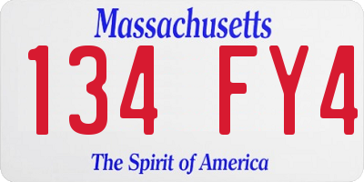 MA license plate 134FY4