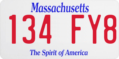 MA license plate 134FY8