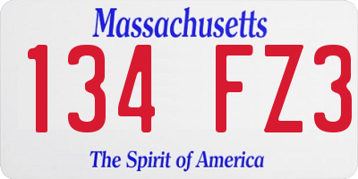 MA license plate 134FZ3